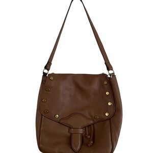 Lucky Brand Brown Leather Shoulder Bag with Gold Accents